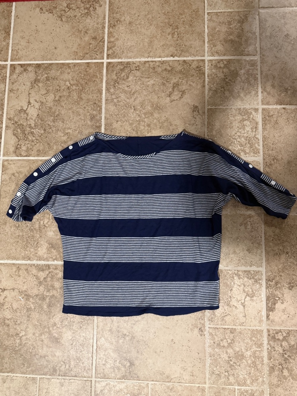 Navy & White Striped Top